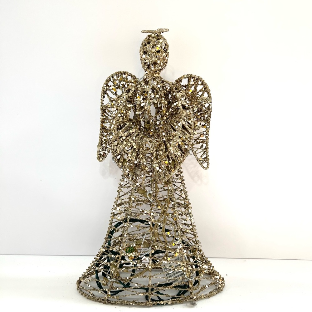 Gold Sequined/Glitter Angel Tree Topper 12.5”